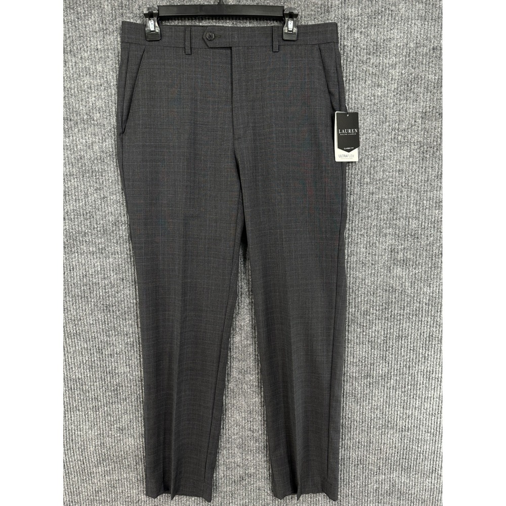 Lauren Ralph Lauren Suit Trousers Mens 32W 32L Grey Blue NEW Ultraflex Classic